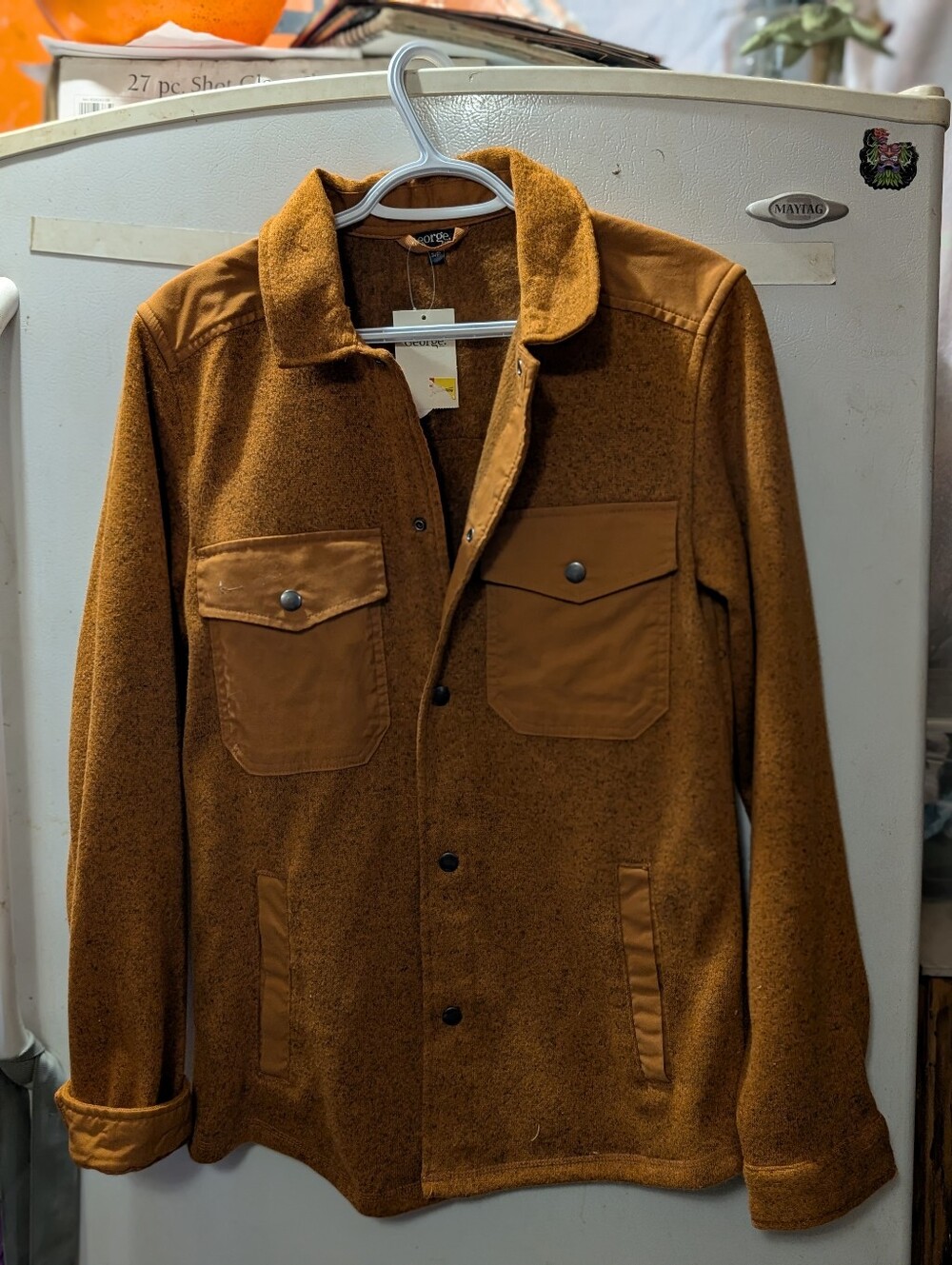 Women's Rust/Tan Wool-Blend Shirt Jacket